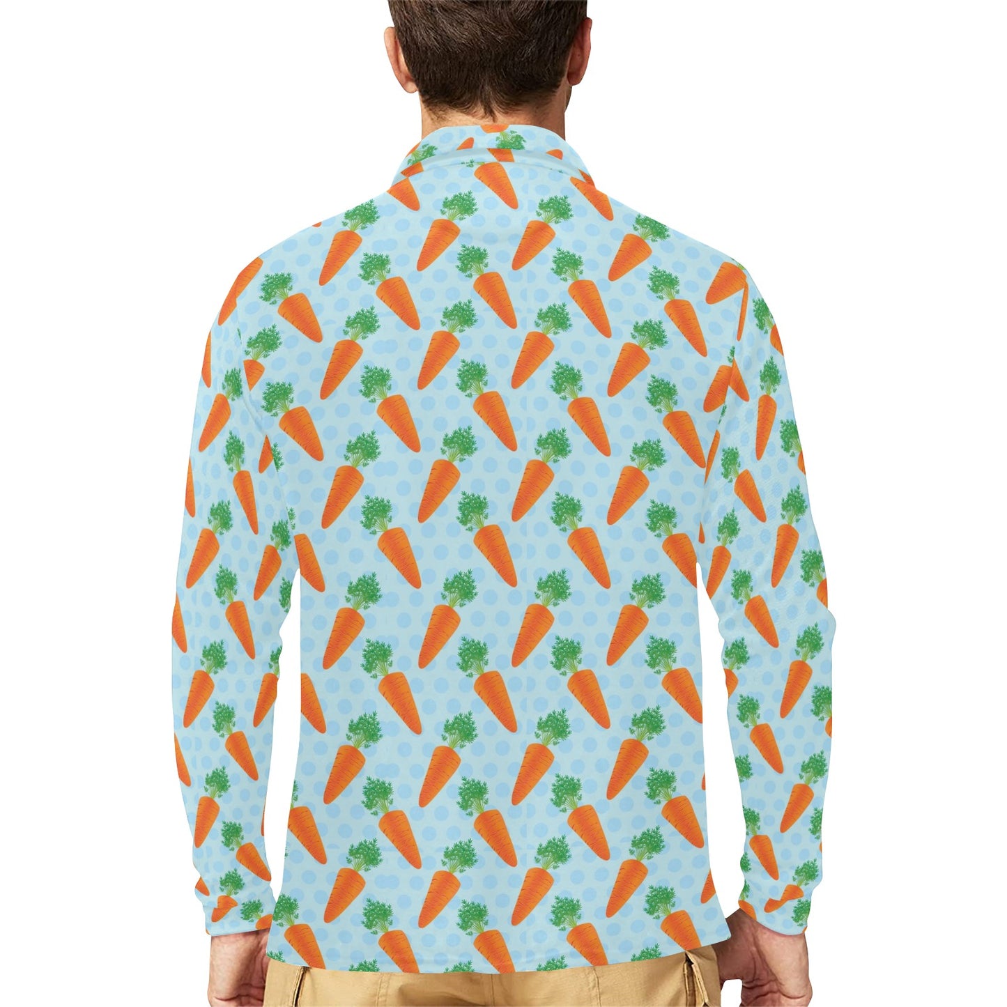 Carrot Pattern Print Design 01 Long Sleeve Polo Shirt For Men's