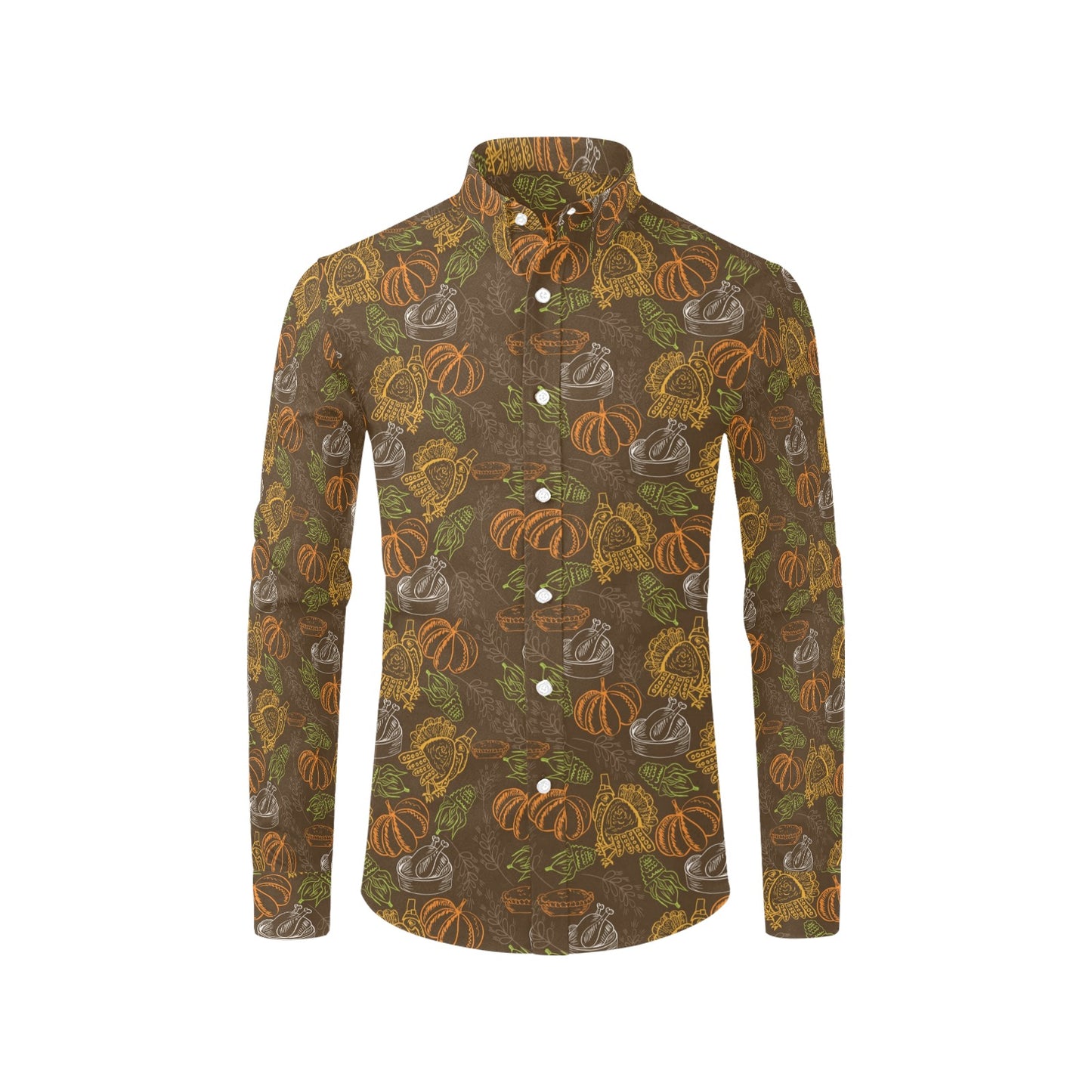 Thanksgiving Print Design LKS301 Men's Long Sleeve Dress Shirt