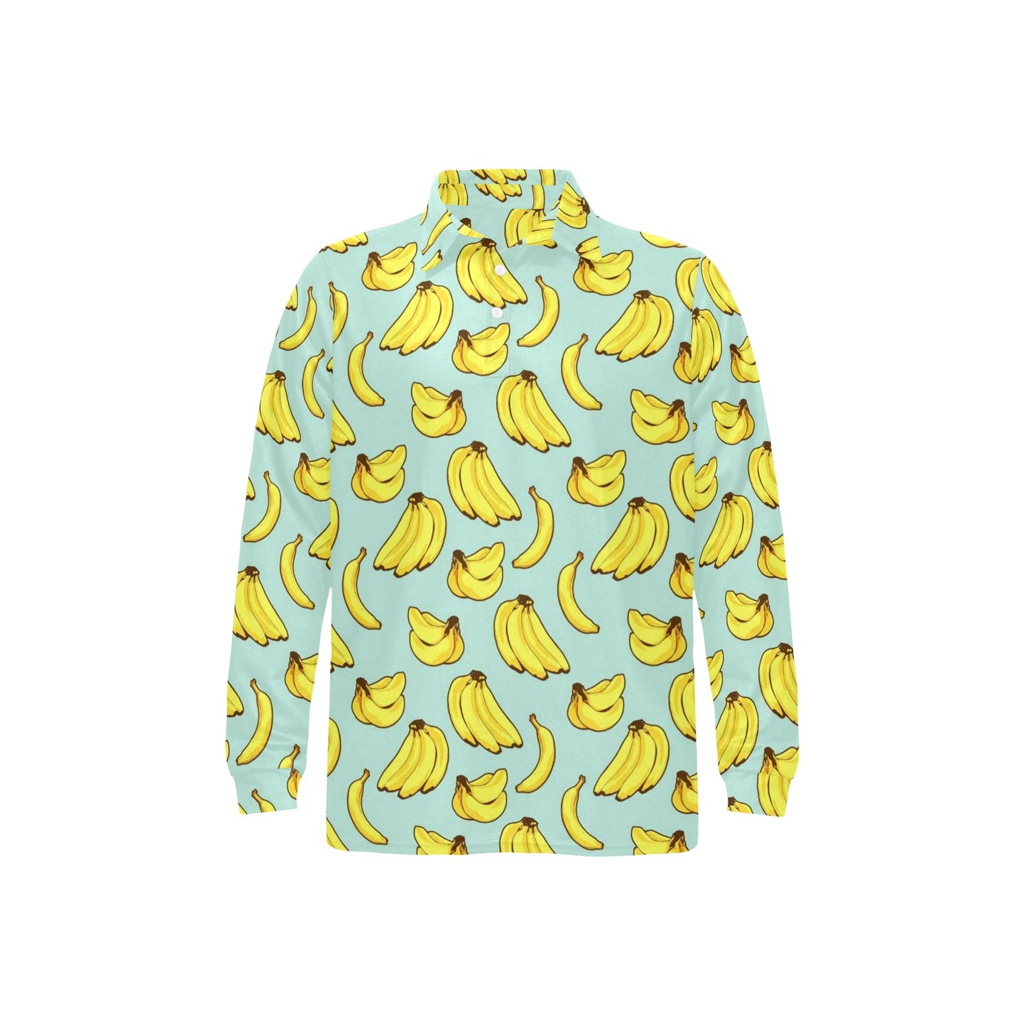 Banana Pattern Print Design BA04 Long Sleeve Polo Shirt For Men's