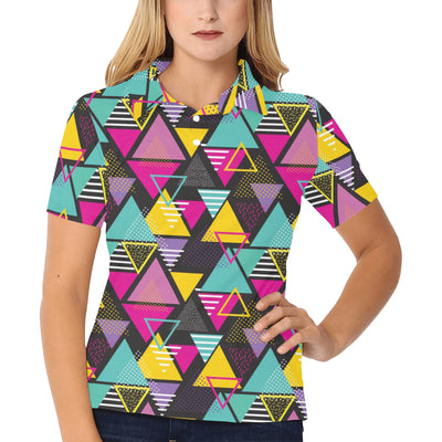 Geometric Colorful Pattern Print Design 02 Women's Polo Shirt