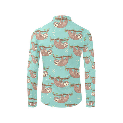 Sloth Print Design LKS302 Men's Long Sleeve Dress Shirt