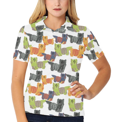 Skye Terriers Print Design LKS301 Women's Polo Shirt