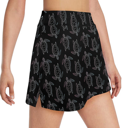Sea Turtle Print Design LKS3012 17" Golf & Pickleball Skort with Pockets