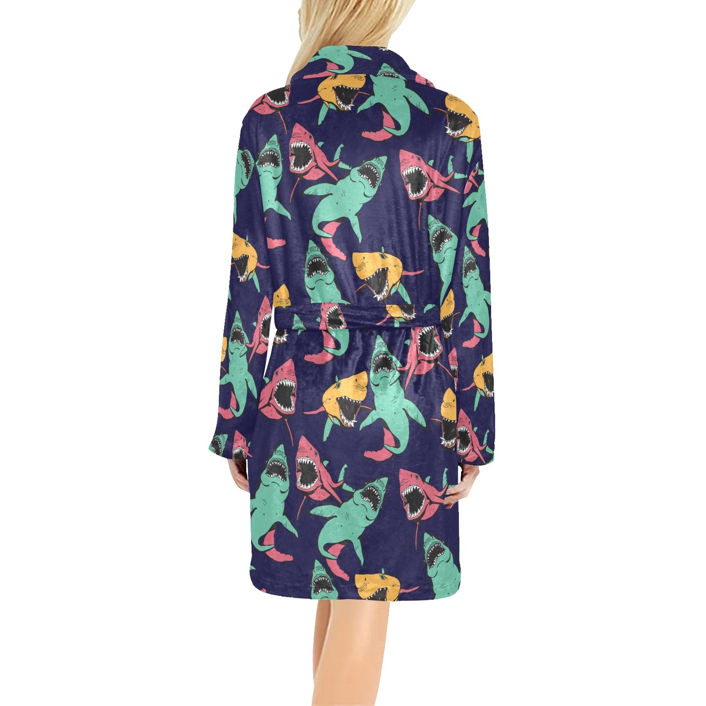 Shark Bite Pattern Women's Fleece Robe