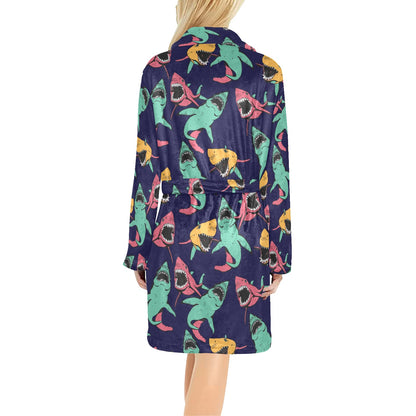 Shark Bite Pattern Women's Fleece Robe