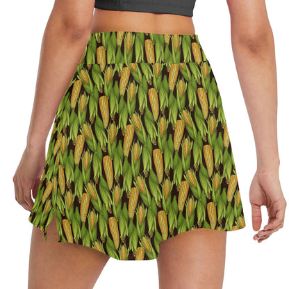 Agricultural Corn cob Print 17" Golf & Pickleball Skort with Pockets
