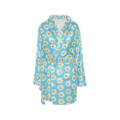 Daisy Pattern Print Design DS03 Women's Fleece Robe