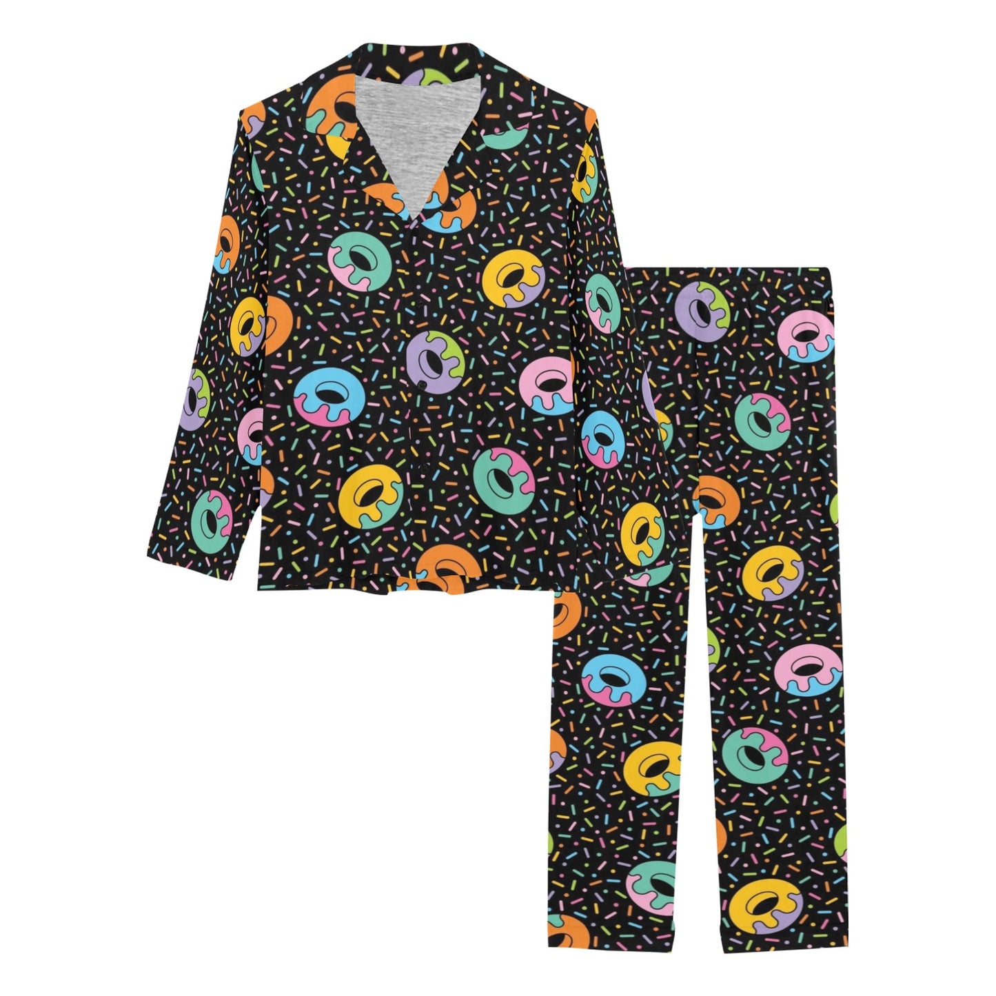 Donut Pattern Print Design DN012 Women's Long Pajama Set
