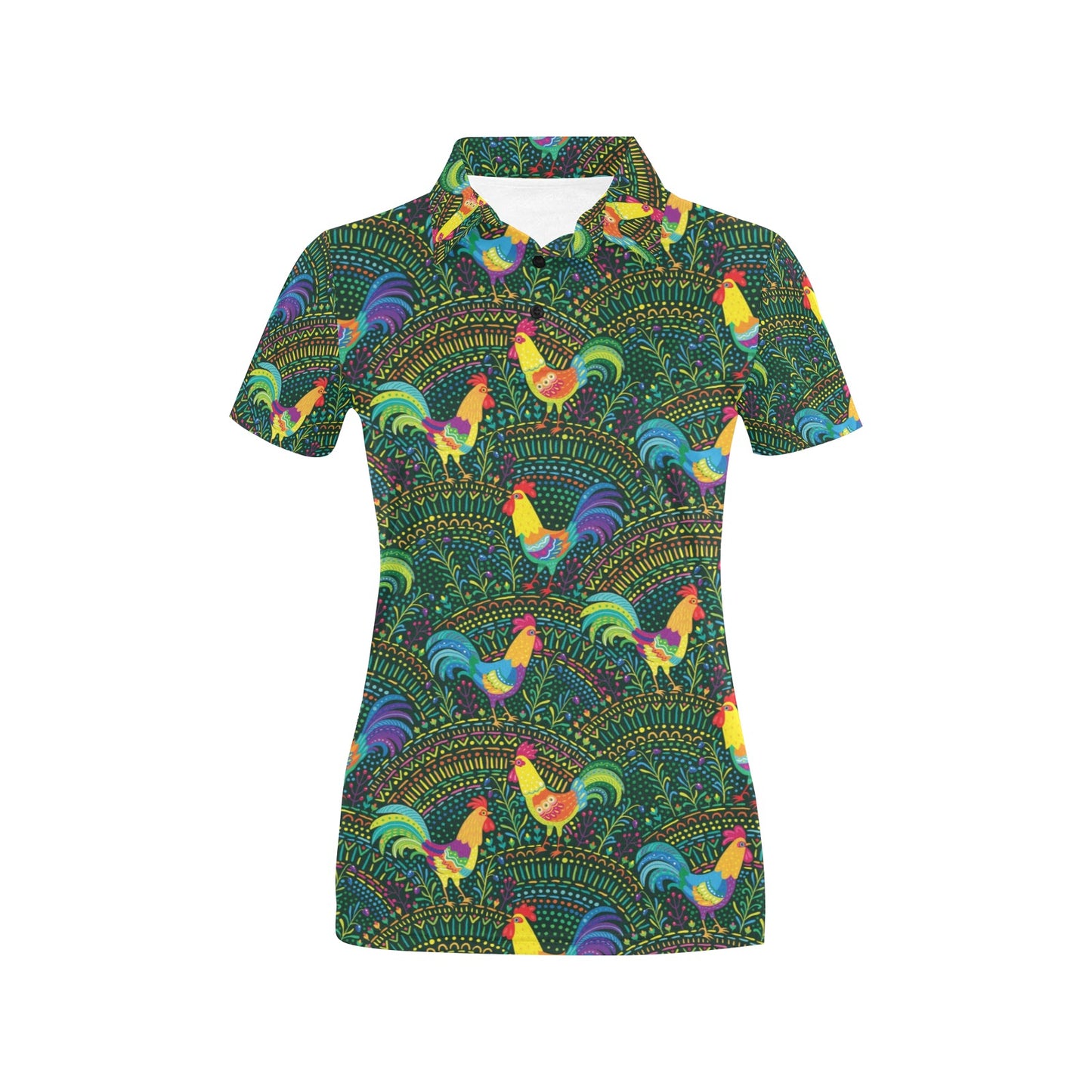 Rooster Pattern Print Design A01 Women's Polo Shirt