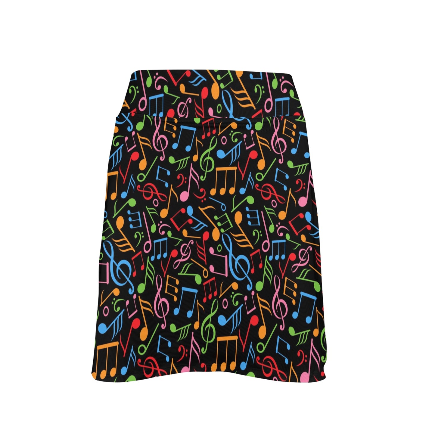 Music Note Colorful Themed Print Women's Golf Skirt with Pocket