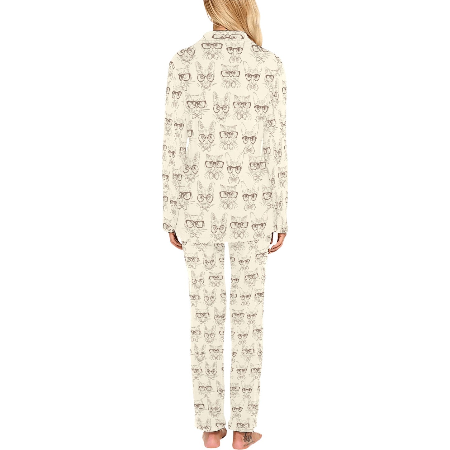 Cat Pattern Print Design 02 Women's Long Pajama Set