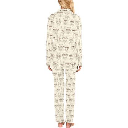 Cat Pattern Print Design 02 Women's Long Pajama Set