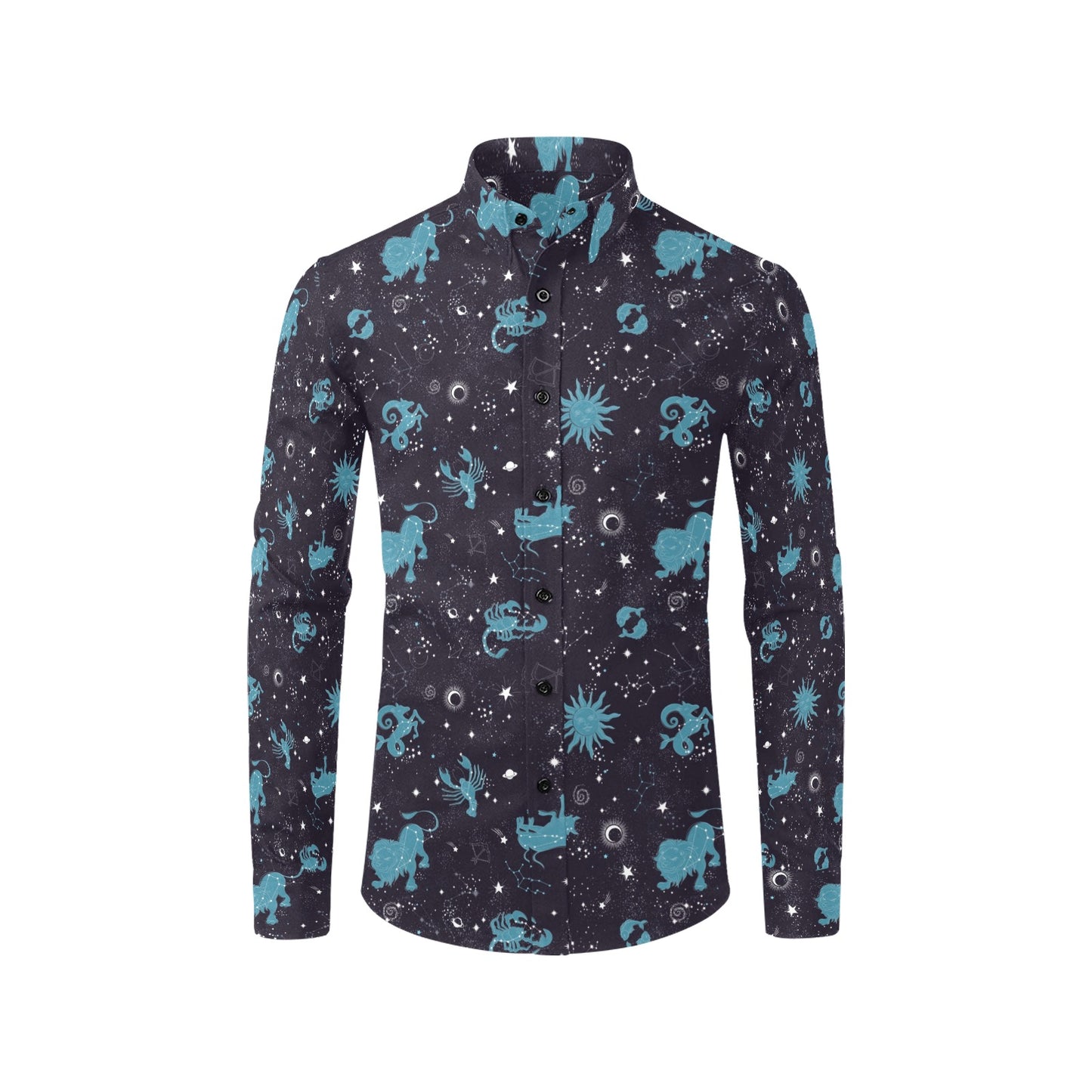 Zodiac Print Design LKS303 Men's Long Sleeve Dress Shirt