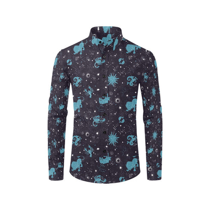 Zodiac Print Design LKS303 Men's Long Sleeve Dress Shirt