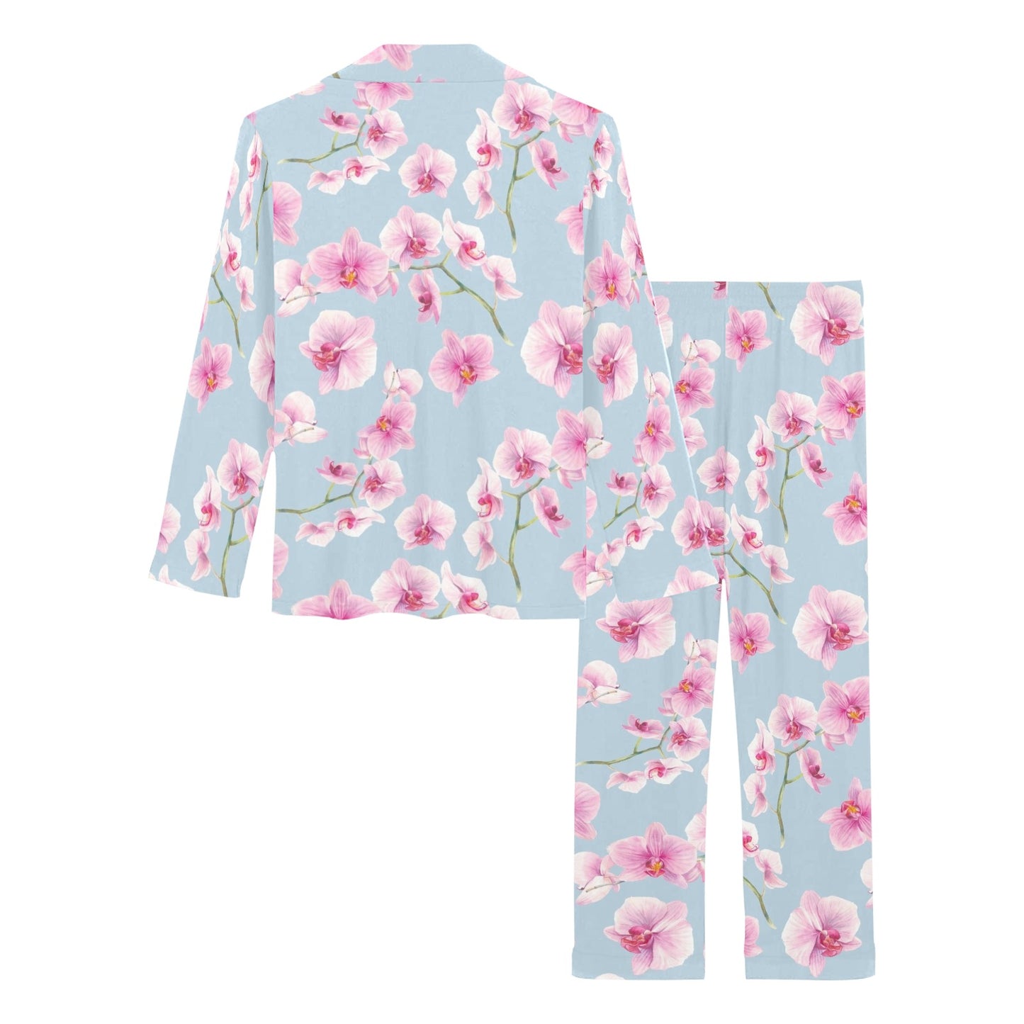 Orchid Pink Pattern Print Design OR01 Women's Long Pajama Set