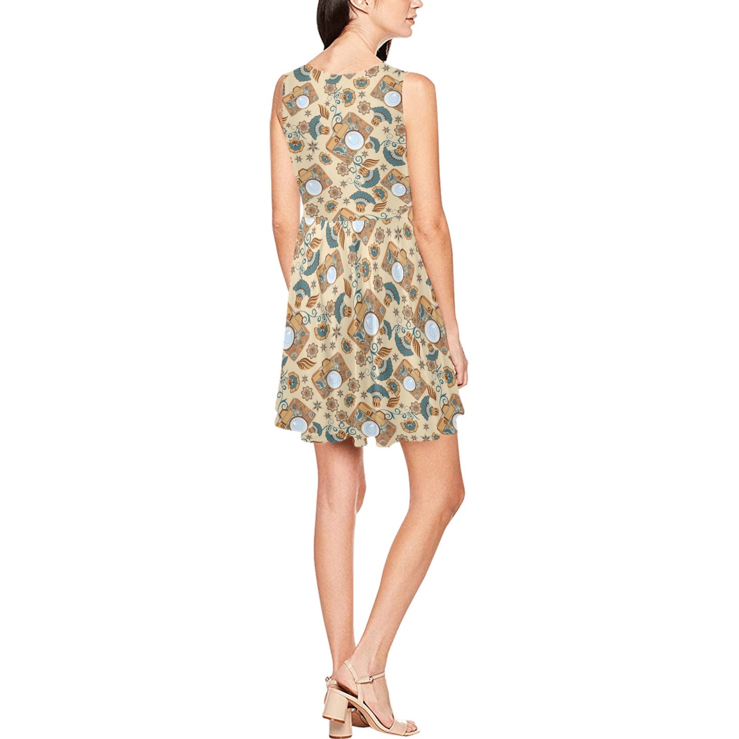 Camera Pattern Print Design 05 Sleeveless Dress