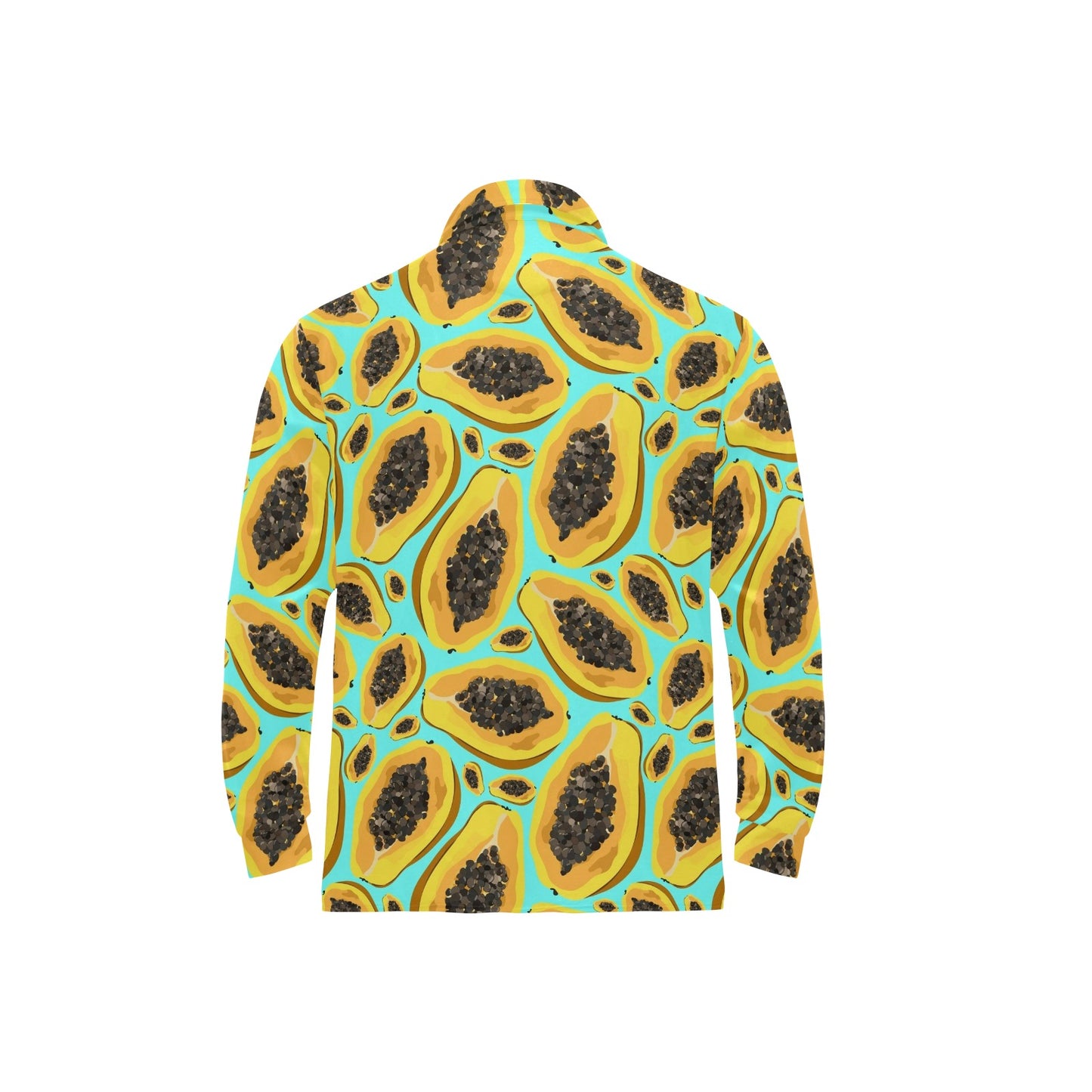 Papaya Pattern Print Design PP03 Long Sleeve Polo Shirt For Men's