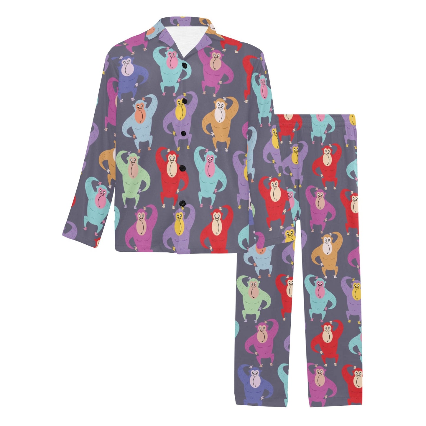 Chimpanzee Pattern Print Design 03 Men's Long Pajama Set