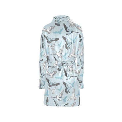 Pigeon Pattern Print Design 03 Women's Fleece Robe