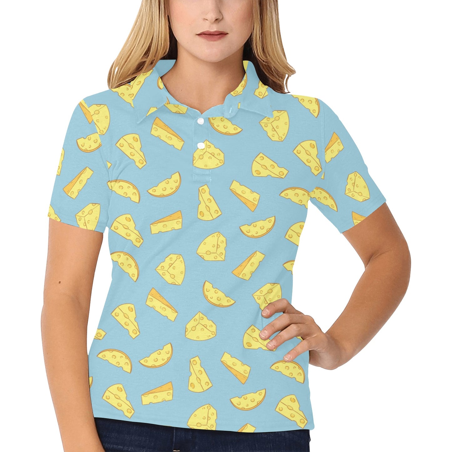 Cheese Pattern Print Design 04 Women's Polo Shirt