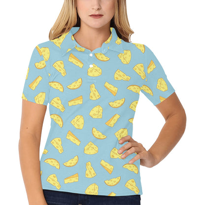 Cheese Pattern Print Design 04 Women's Polo Shirt