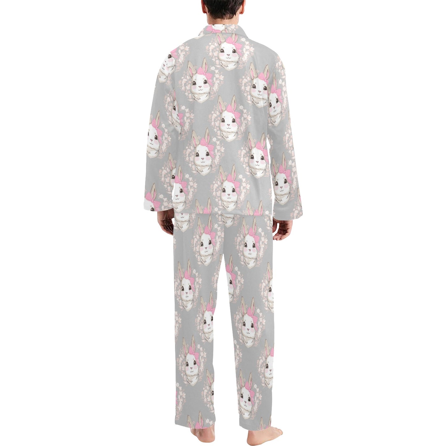 Rabbit Pattern Print Design RB07 Men's Long Pajama Set