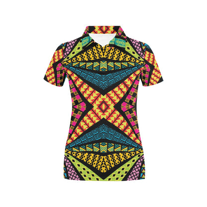 Kaleidoscope Pattern Print Design 05 Women's Polo Shirt