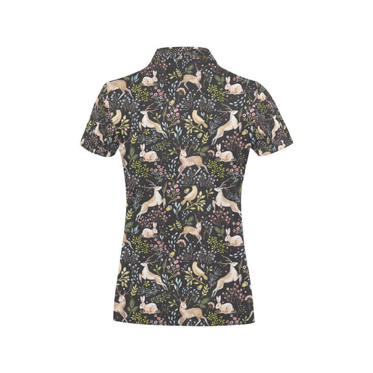 Deer Floral Jungle Women's Polo Shirt