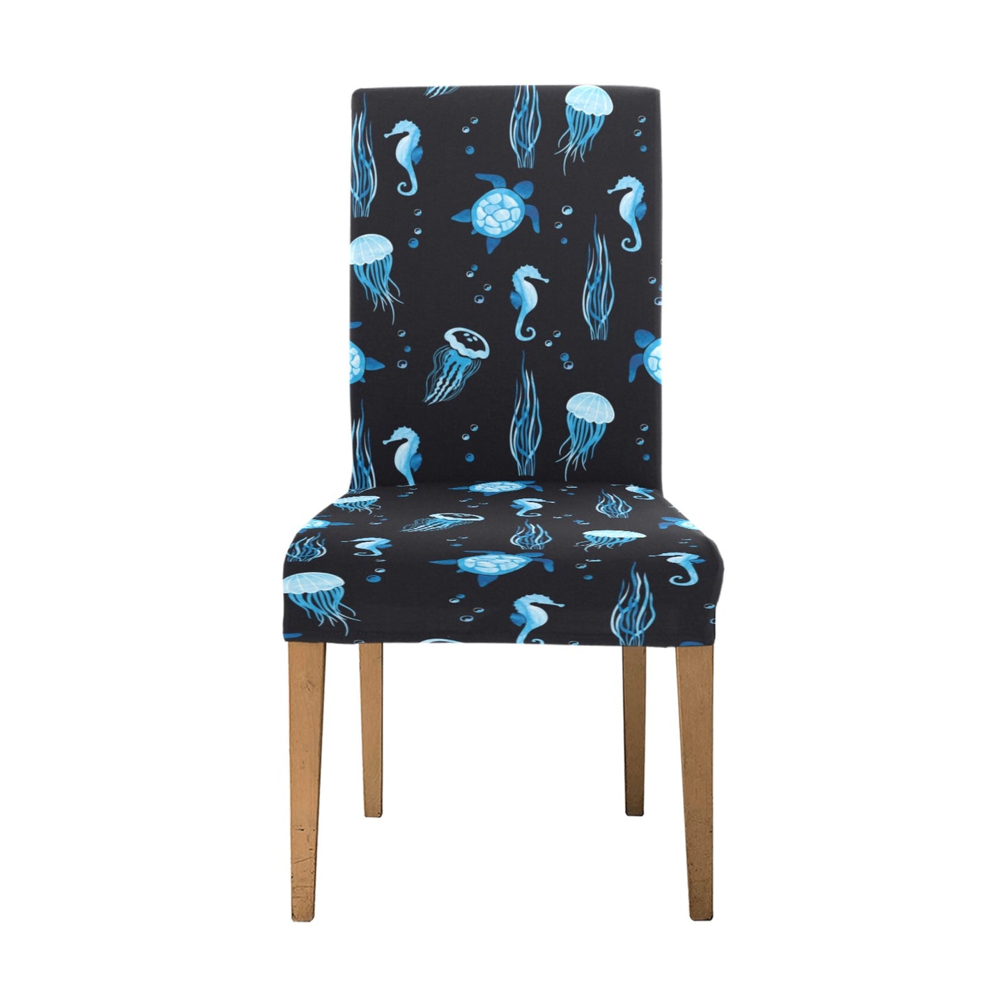 Sea Turtle Jelly Fish Sea Horse Print Design LKS3014 Dining Chair Slipcover