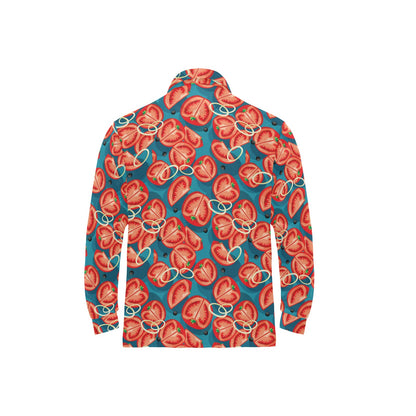 Tomato Print Design LKS301 Long Sleeve Polo Shirt For Men's