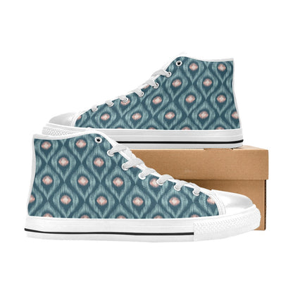 Ikat Print Design LKS402 Men's High Top Canvas Shoes