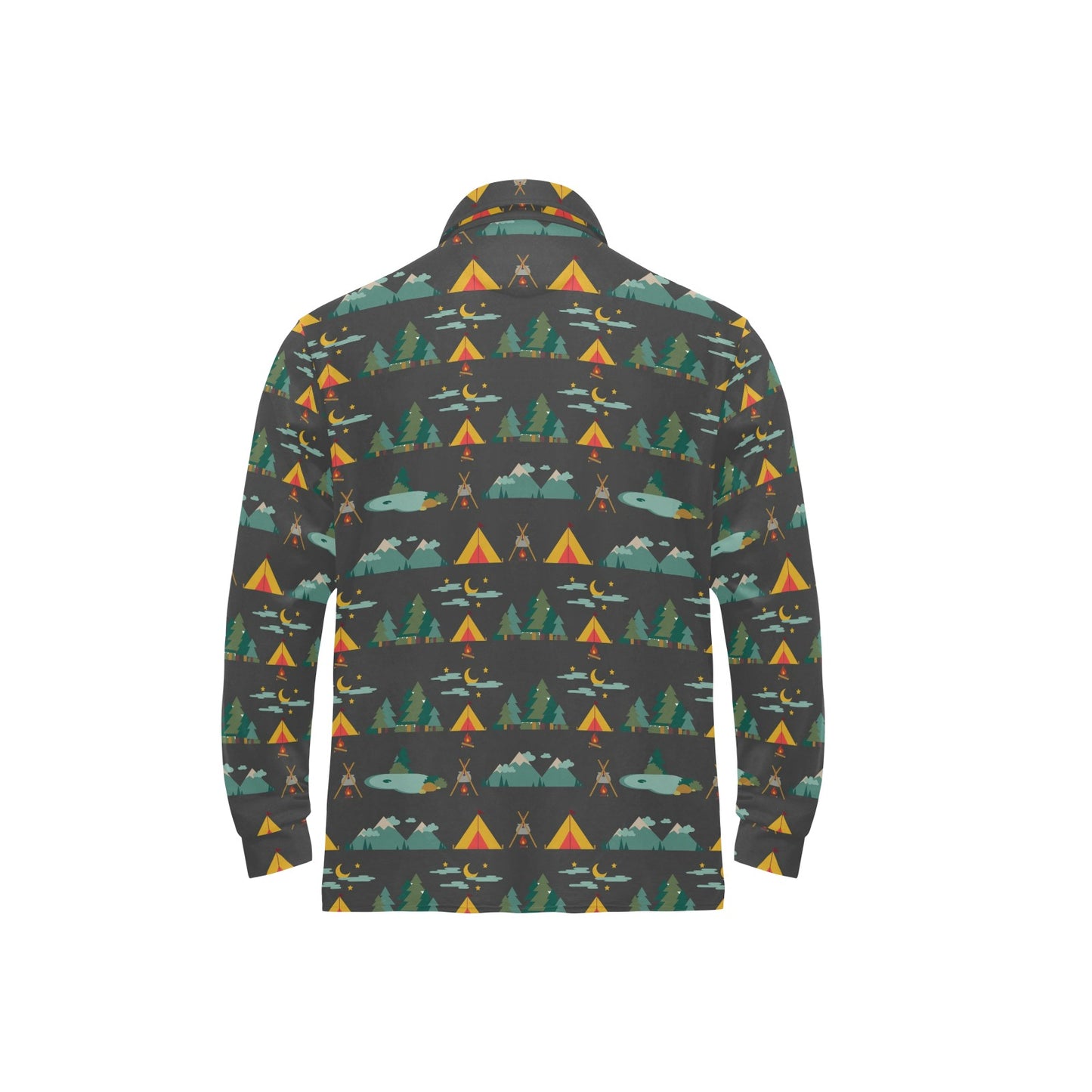Camping Tent Pattern Print Design 03 Long Sleeve Polo Shirt For Men's