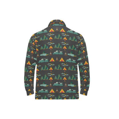 Camping Tent Pattern Print Design 03 Long Sleeve Polo Shirt For Men's