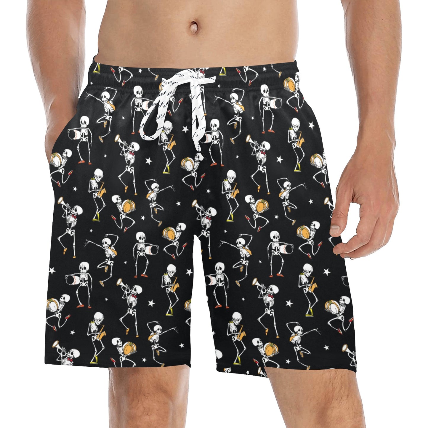 Skeleton Dance Print Men's Swim Trunks Beach Shorts