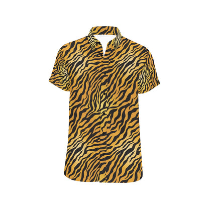 Tiger Print Design LKS302 Men Short Sleeve Button Up Shirt