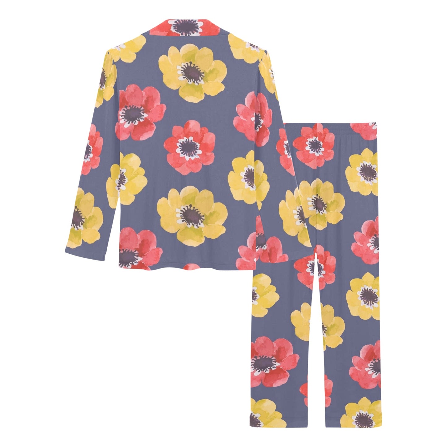Anemone Pattern Print Design AM010 Women's Long Pajama Set