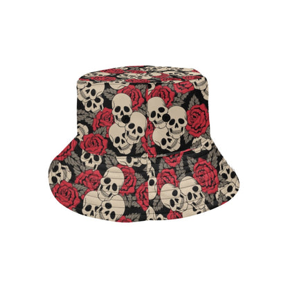 Skull And Roses Print Design LKS301 Unisex Bucket Hat
