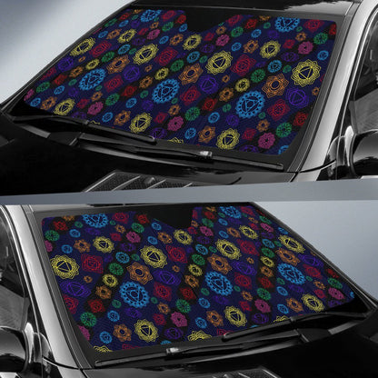 Chakra Colorful Print Pattern Car Sun Shade For Windshield