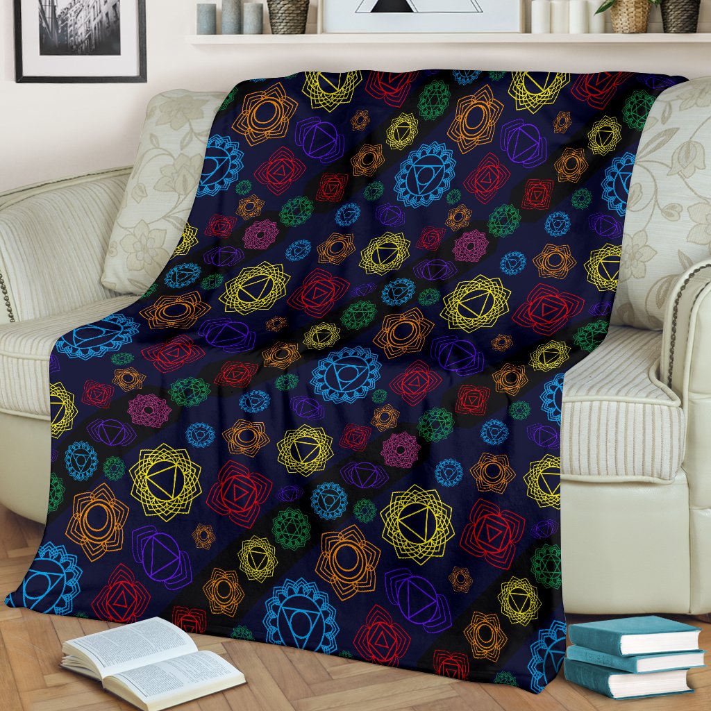 Chakra Colorful Print Pattern Fleece Blanket