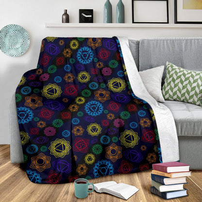 Chakra Colorful Print Pattern Fleece Blanket
