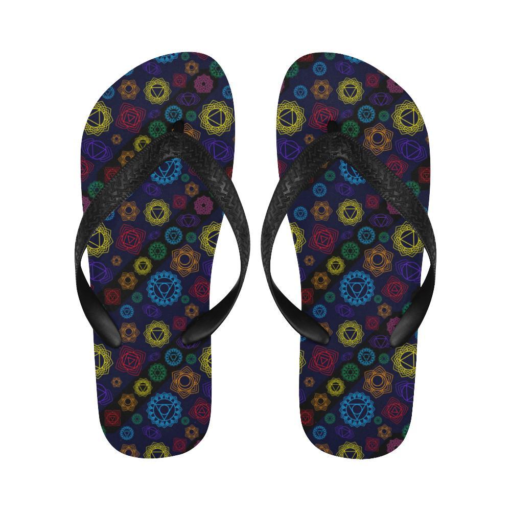 Chakra Colorful Print Pattern Flip Flops-JTAMIGO.COM