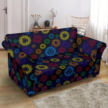 Chakra Colorful Print Pattern Loveseat Slipcover-JTAMIGO.COM