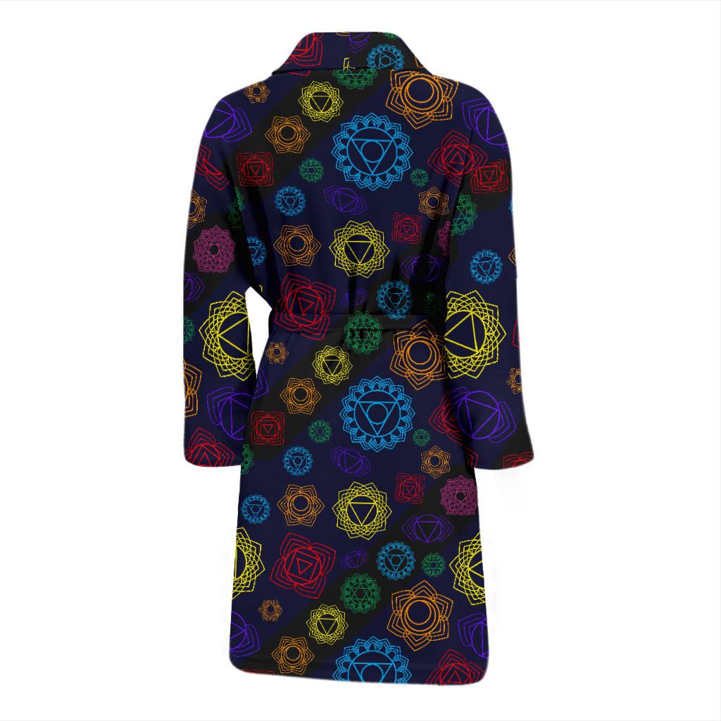 Chakra Colorful Print Pattern Men Bath Robe-JTAMIGO.COM