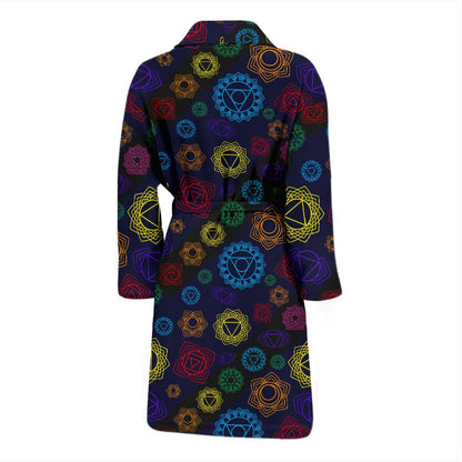 Chakra Colorful Print Pattern Men Bath Robe-JTAMIGO.COM