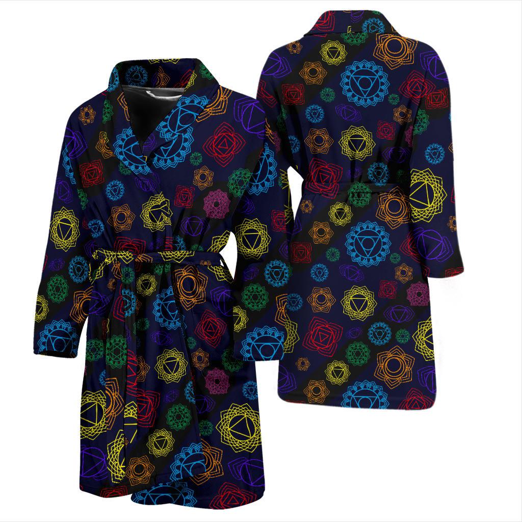 Chakra Colorful Print Pattern Men Bath Robe-JTAMIGO.COM