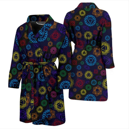 Chakra Colorful Print Pattern Men Bath Robe-JTAMIGO.COM