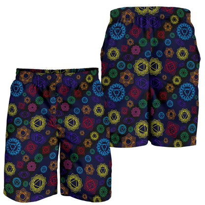 Chakra Colorful Print Pattern Mens Shorts-JTAMIGO.COM