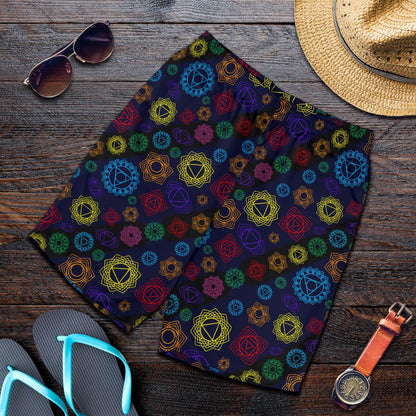 Chakra Colorful Print Pattern Mens Shorts-JTAMIGO.COM