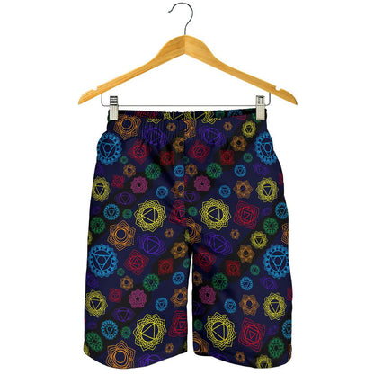 Chakra Colorful Print Pattern Mens Shorts-JTAMIGO.COM