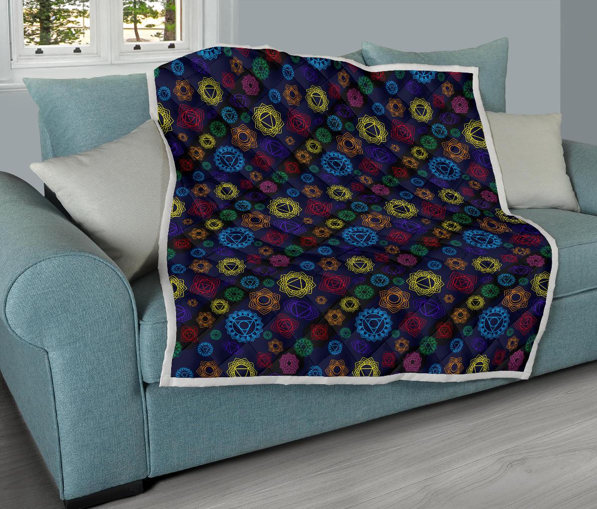 Chakra Colorful Print Pattern Premium Quilt-JTAMIGO.COM